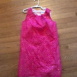 Girls Gymboree hot pink lace overlay dress